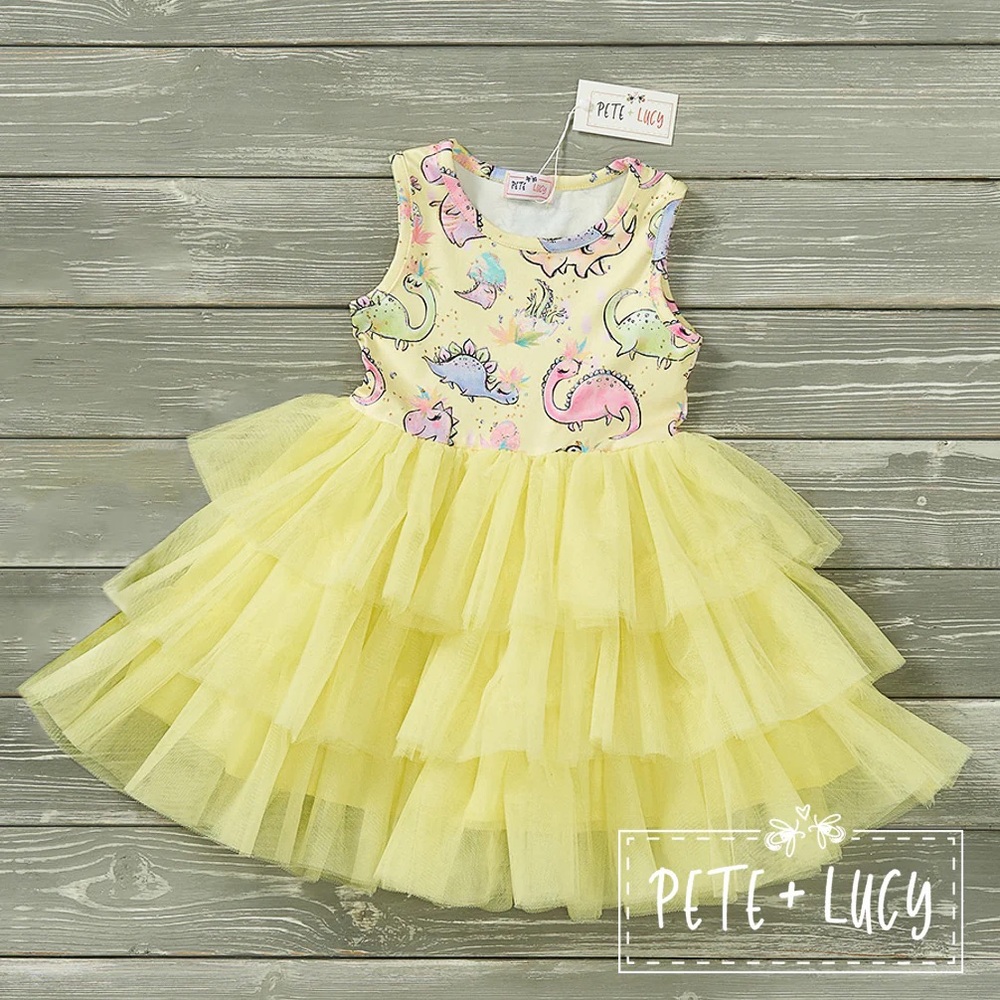 Dashin Dinos Tulle Dress and Doll dress.  New from Pete & Lucy